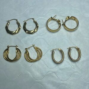 Set of Four Good Gold Hoop Earrings